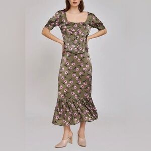 Ghost London Laurel Satin Green Purple Skirt S 1843